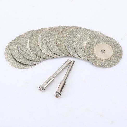 (10+2) pcs 30mm Diamond Cutting Discs Cut Off Mini Diamond Saw Blade with 2pcs Connecting 3mm Shank for Dremel Drill Fit Rotary Tool in Saudi Arabia