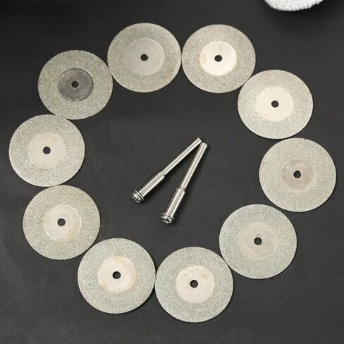 (10+2) pcs 30mm Diamond Cutting Discs Cut Off Mini Diamond Saw Blade with 2pcs Connecting 3mm Shank for Dremel Drill Fit Rotary Tool in Saudi Arabia