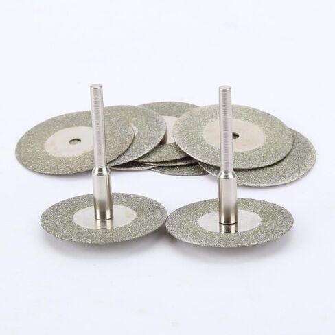 (10+2) pcs 30mm Diamond Cutting Discs Cut Off Mini Diamond Saw Blade with 2pcs Connecting 3mm Shank for Dremel Drill Fit Rotary Tool in Saudi Arabia