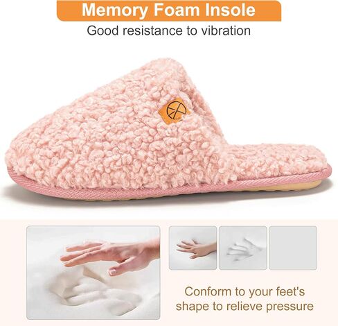 House Slippers for Women Comfy Faux Fur Memory Foam Bedroom Shoes Slip On Slides for Indoor Outdoor Use in Saudi Arabia