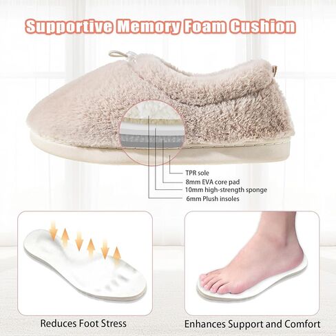 Women's Plush Memory Foam House Slippers - Lightweight Cozy Fleece- Lined Indoor Slides with Non-Slip Sole| Machine Washable in Saudi Arabia