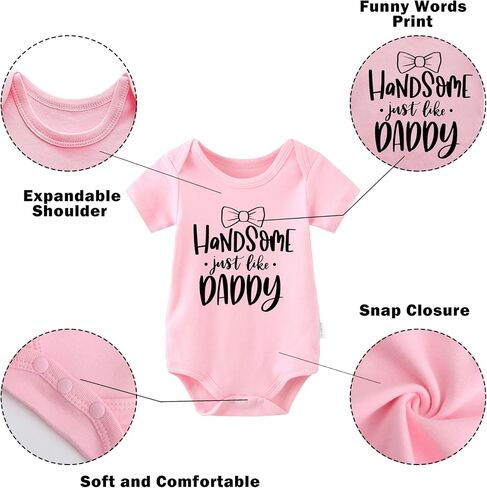 Baby Twins Bodysuit Handsome Just Like Daddy Newborn Baby Clothes Cute Outfits Toddler Boy Girl Romper Set in Saudi Arabia