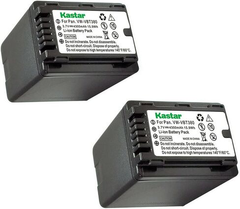 بطارية Kastar قطعة واحدة VW-VBT380 بديلة لباناسونيك HC-V770GK، HC-V770MGK، HC-V800، HC-V800K، HC-VX1، HC-VX1K، HC-VX870، HC-VX870K، HC-VX870GK، HC-VX870MGK، كاميرا HC-VX870MGKK، كاميرا HC-VX980GK in Saudi Arabia
