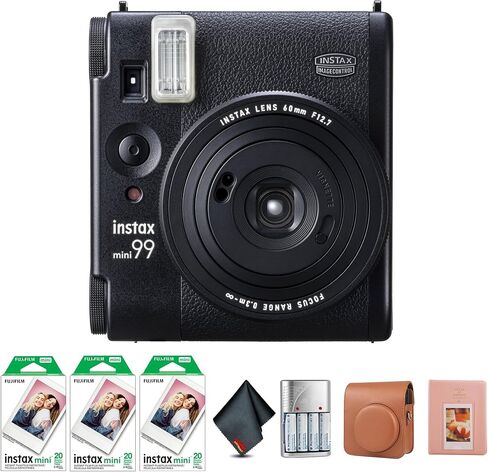 Fujifilm Instax Mini 99 Instant Camera Bundle with Fuji Instax Mini Instant Film Value Pack (60 Sheets) + Vintage Style Compatible Carrying Case - Brown + Photo Album – 64 Pockets + More in Saudi Arabia