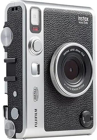 حزمة كاميرا FUJIFILM INSTAX MINI EVO Hybrid الفورية (أسود) مع 40 ورقة فيلم فورية + بطاقة ذاكرة 32 جيجابايت + حقيبة حمل + ألبوم صور 64 جيبًا + قطعة قماش للتنظيف من الألياف الدقيقة in Saudi Arabia