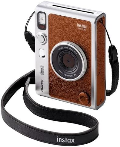 FUJIFILM INSTAX MINI EVO Hybrid Instant Camera (Brown) Bundle with 20 Instant Film Sheets + 32GB Memory Card + Carrying Case + Photo Album 64 Pockets + Microfiber Cleaning Cloth in Saudi Arabia