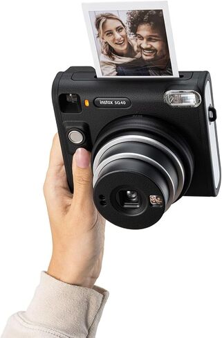 Fujifilm Instax Square SQ40 Instant Camera Black Bundle with Fuji Instax Film Value Pack (20 Sheets) + Vintage Style Compatible Carrying Case + Microfiber Cleaning Cloth in Saudi Arabia