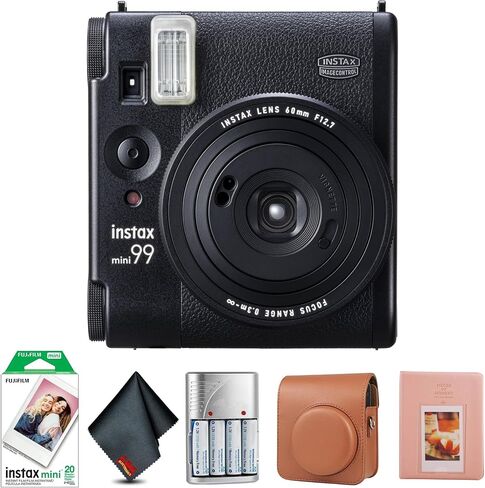 حزمة كاميرا Fujifilm Instax Mini 99 الفورية مع حزمة قيمة لفيلم Fuji Instax Mini Instant Film (20 ورقة) + حقيبة حمل متوافقة مع الطراز العتيق - بني + ألبوم صور - 64 جيبًا + المزيد in Saudi Arabia