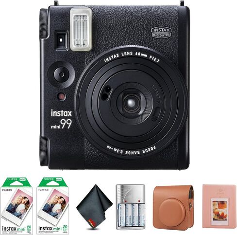 حزمة كاميرا Fujifilm Instax Mini 99 الفورية مع حزمة قيمة لفيلم Fuji Instax Mini Instant Film (40 ورقة) + حقيبة حمل متوافقة مع الطراز العتيق - بني + ألبوم صور - 64 جيبًا + المزيد in Saudi Arabia