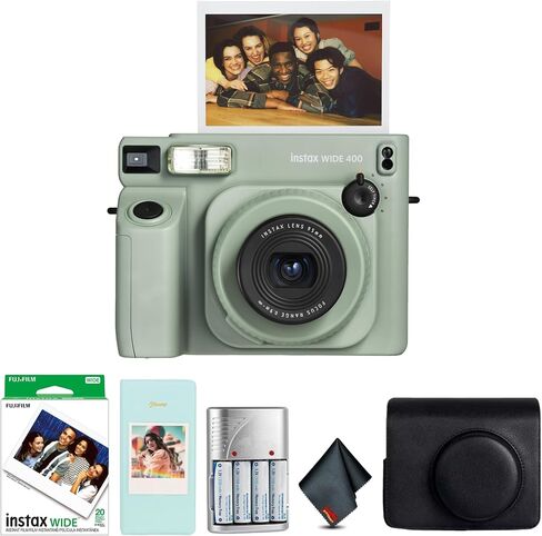 Fujifilm Instax Wide 400 Instant Film Camera Bundle with Fuji Instax-Wide Instant Film Color Print (20 Sheets) + Vintage Style Compatible Carrying Case + Photo Album + More in Saudi Arabia