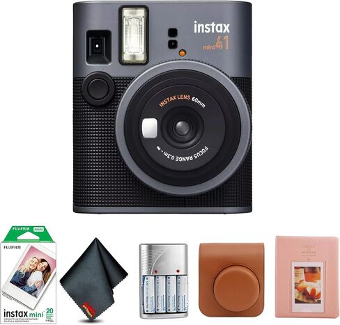 FujiFilm Instax Mini 41 Instant Camera Bundle with Fuji Instax-Instant-mini Film Value Pack (20 Sheets) + Photo Album – 64 Pockets + Vintage Style Compatible Carrying Case Brown in Saudi Arabia