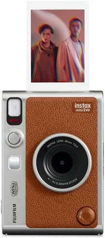 FUJIFILM INSTAX MINI EVO Hybrid Instant Camera (Brown) Bundle with 40 Instant Film Sheets + 32GB Memory Card + Carrying Case + Photo Album 64 Pockets + Microfiber Cleaning Cloth in Saudi Arabia
