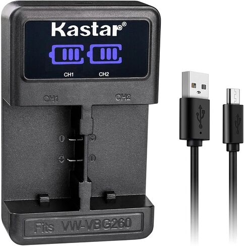 شاحن بطارية USB Kastar VW-VBG070 LED2 متوافق مع كاميرا باناسونيك SDR-H40 SDR-H40P SDR-H41 SDR-H48GK SDR-H50 SDR-H60 SDR-H60S SDR-H60P SDR-H68GK SDR-H79 SDR-H79K SDR-H79P SDR-H80 in Saudi Arabia