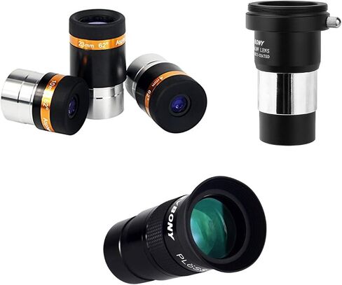 SVBONY 62 Degrees Telescope Eyepieces 4mm 10mm 23mm and 2X Barlow Wide Angle Aspheric Telescope Eyepiece Set Bundle with 40mm 1.25 inches Plossl Lens 40 Degree Field for Astronomical Observation in Saudi Arabia