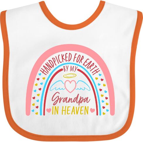 inktastic Handpicked for Earth By My Grandpa in Heaven- Rainbow Baby Bib in Saudi Arabia
