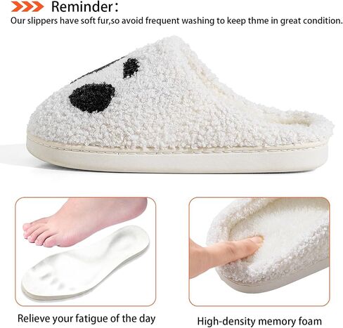 Women's Ultra Cozy Plush Slippers with Memory Foam - Non-Slip Winter Indoor House Shoes, Warm Fuzzy Comfy Cute Footwear for Her, Festive Home Comfort in Saudi Arabia