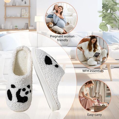 Women's Ultra Cozy Plush Slippers with Memory Foam - Non-Slip Winter Indoor House Shoes, Warm Fuzzy Comfy Cute Footwear for Her, Festive Home Comfort in Saudi Arabia
