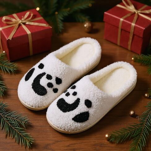 Women's Ultra Cozy Plush Slippers with Memory Foam - Non-Slip Winter Indoor House Shoes, Warm Fuzzy Comfy Cute Footwear for Her, Festive Home Comfort in Saudi Arabia