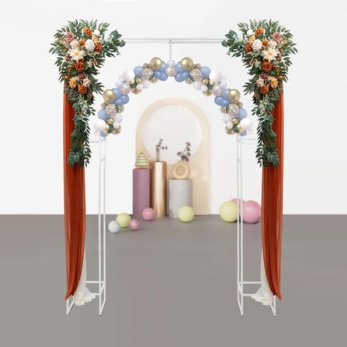 إطار قوس الزفاف بأنبوب مربع 16 مم، إطار خارجي مستطيل مع تصميم قوس داخلي، دعامة معدنية متينة لحفلات الزفاف والاحتفالات وديكورات المناسبات، أبيض in Kuwait