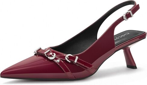 Slingback Heels with Buckle Kitten Heels for Women Low Heel Pointed Toe Pumps,MOST-88 in Saudi Arabia