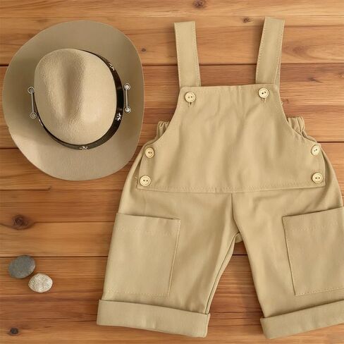 Newborn Photography Outfits Boy Baby Photoshoot Outfits 2Pcs Baby Photography Props Newborn Gentleman Suit Photography Set Boy Suspender Pants with Beret 0-3 Months (Adventurer) in Kuwait