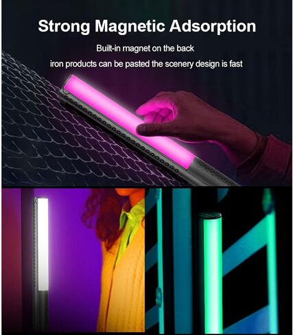 PUSOKEI 20W RGB LED Stick Light للتصوير الفوتوغرافي، إضاءة فيديو بالألوان الكاملة مع 36000 لون ومغناطيس قوي، 95+ CRI 1800K -9000K Bi - شريط إضاءة محمول ملون لإنشاء المحتوى in Saudi Arabia
