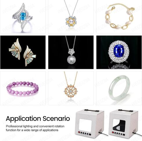 Photo Studio Light Box Kit, Electric Turntable Gold and Silver Jewelry Photo Light Box, Softbox Dimmable Rotating Turntable for Jewelry Photography Video (TB20) in Saudi Arabia