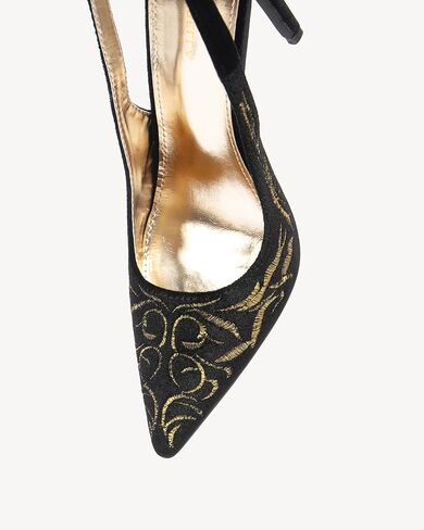 NEWBELLA Women's Pointed Toe Pumps - Elegant Embroidered Stiletto Heels with Back Strap, Dressy High Heel Shoes for Wedding, Party & Evening Wear in Saudi Arabia