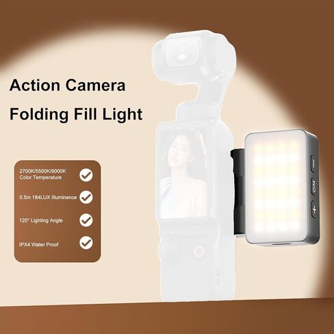 ضوء كاميرا LED قابل للطي من Asixxsix، 3 أوضاع لدرجة حرارة اللون 2700K 5500K 9000K مع بطارية 500 مللي أمبير IPX4 مقاومة للماء، لكاميرا الفيديو DSLR والبث المباشر للتصوير الفوتوغرافي، وملء الضوء in Kuwait