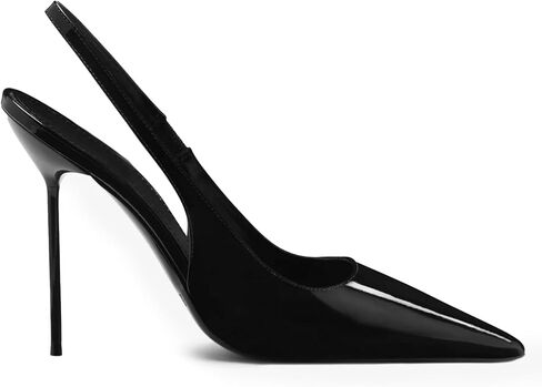 Pointed Closed Toe Slingback High Heels for Women Stilettos Stretch Slip-on Pumps Patent Leather Elegant Party Dressy Shoes, Size 6-11 in Saudi Arabia