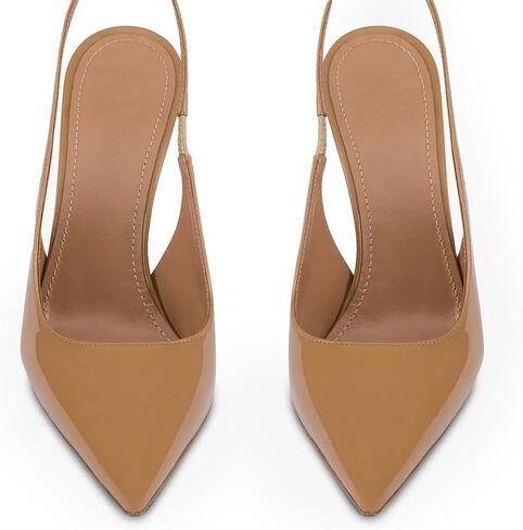Pointed Closed Toe Slingback High Heels for Women Stilettos Stretch Slip-on Pumps Patent Leather Elegant Party Dressy Shoes, Size 6-11 in Saudi Arabia