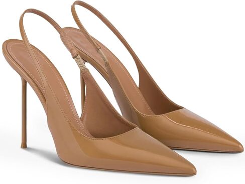 Pointed Closed Toe Slingback High Heels for Women Stilettos Stretch Slip-on Pumps Patent Leather Elegant Party Dressy Shoes, Size 6-11 in Saudi Arabia