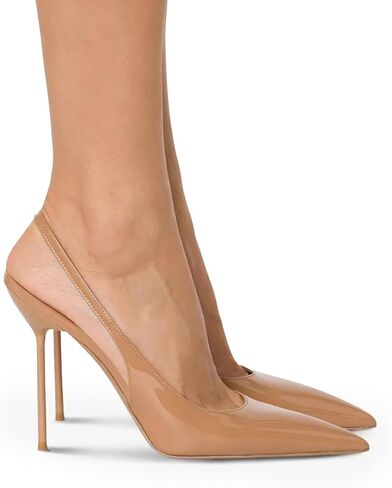 Pointed Closed Toe Slingback High Heels for Women Stilettos Stretch Slip-on Pumps Patent Leather Elegant Party Dressy Shoes, Size 6-11 in Saudi Arabia
