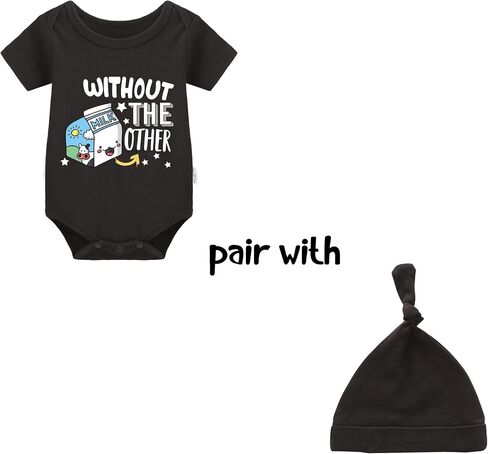 YSCULBUTOL Baby Twins Bodysuits Cookie Milk Infant Baby Clothes Unisex Twin Baby Romper Cute Outfits With Hat in Saudi Arabia