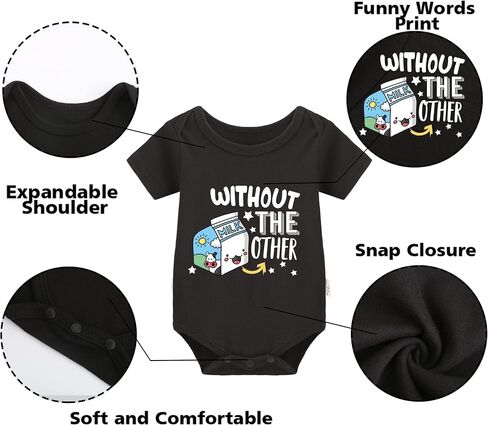 YSCULBUTOL Baby Twins Bodysuits Cookie Milk Infant Baby Clothes Unisex Twin Baby Romper Cute Outfits With Hat in Saudi Arabia