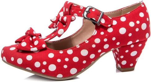 MFairy Women Mid Block Heel Mary Jane Shoes Polka Dot Bow Dress Pumps in Saudi Arabia