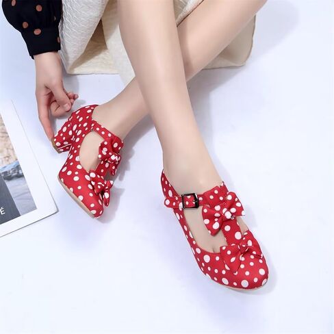 MFairy Women Mid Block Heel Mary Jane Shoes Polka Dot Bow Dress Pumps in Saudi Arabia