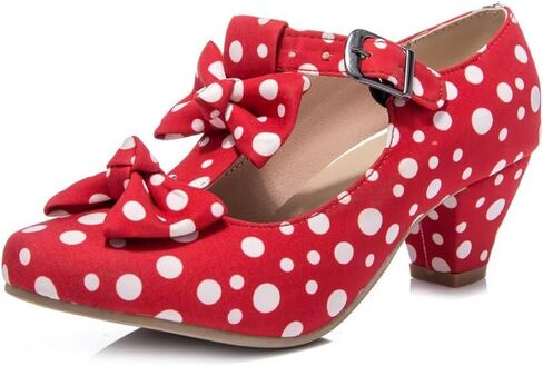 MFairy Women Mid Block Heel Mary Jane Shoes Polka Dot Bow Dress Pumps in Saudi Arabia