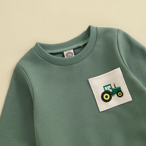 Baby Boy Fall Clothes Cute Farm Trucks Toddler Outfit Long Sleeve Pullover Sweatshirt Top Jogger Pants Set in Saudi Arabia