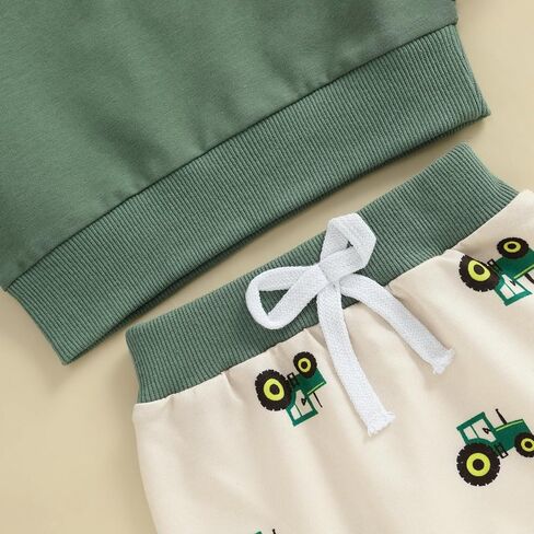 Baby Boy Fall Clothes Cute Farm Trucks Toddler Outfit Long Sleeve Pullover Sweatshirt Top Jogger Pants Set in Saudi Arabia