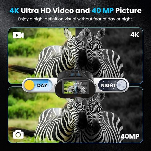 نظارات الرؤية الليلية Seanme مع الكاميرا، مناظير للرؤية الليلية 4K للبالغين، الأشعة تحت الحمراء 3280FT، شاشة كبيرة 3 بوصات، تكبير رقمي 8X، بطارية 5000 مللي أمبير في الساعة وبطاقة ذاكرة 32 جيجابايت لحفظ الصور ومقاطع الفيديو in Kuwait