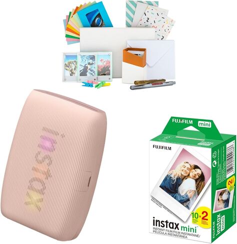 Fujifilm Instax Mini Link 3 Compact Smartphone Printer with Instax AiR Studio App (Rose Pink) Bundle with Focus Camera Polaroid Film Kit and Fujifilm Instax Mini Twin Film Pack (3 Items) in Saudi Arabia