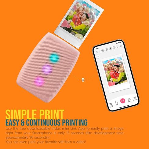Fujifilm Instax Mini Link 3 Compact Smartphone Printer with Instax AiR Studio App (Rose Pink) Bundle with Focus Camera Polaroid Film Kit and Fujifilm Instax Mini Twin Film Pack (3 Items) in Saudi Arabia