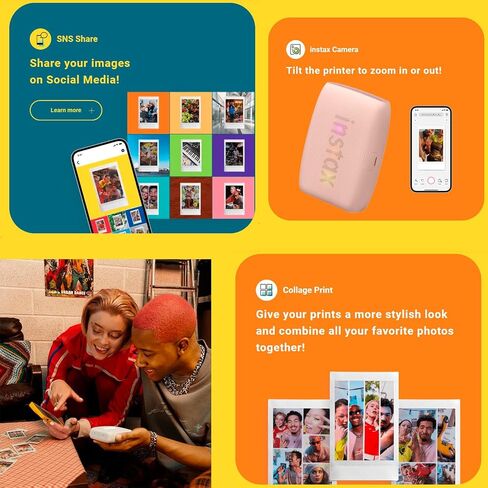 Fujifilm Instax Mini Link 3 Compact Smartphone Printer with Instax AiR Studio App (Rose Pink) Bundle with Focus Camera Polaroid Film Kit and Fujifilm Instax Mini Twin Film Pack (3 Items) in Saudi Arabia