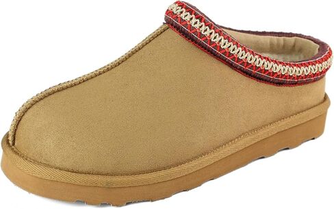 Fuzzy Slippers for Women Girl, Slip On Fur Lined Shoes for Indoor Outdoor Bedroom, Suede Winter Comfy Platform Slippers House Cute Fluffy Clogs (Brown/Black/Sand, US Women Size 6-9) in Saudi Arabia