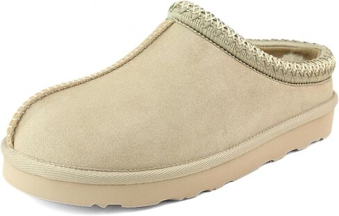 Fuzzy Slippers for Women Girl, Slip On Fur Lined Shoes for Indoor Outdoor Bedroom, Suede Winter Comfy Platform Slippers House Cute Fluffy Clogs (Brown/Black/Sand, US Women Size 6-9) in Saudi Arabia