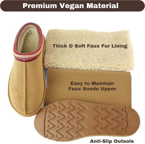 Fuzzy Slippers for Women Girl, Slip On Fur Lined Shoes for Indoor Outdoor Bedroom, Suede Winter Comfy Platform Slippers House Cute Fluffy Clogs (Brown/Black/Sand, US Women Size 6-9) in Saudi Arabia