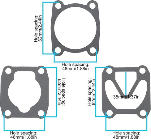 3 Sets Air Compressor Valve Plate Gaskets Cylinder Head Base Washers for Air Compressor, Hole Spacing 48 * 62mm in Saudi Arabia