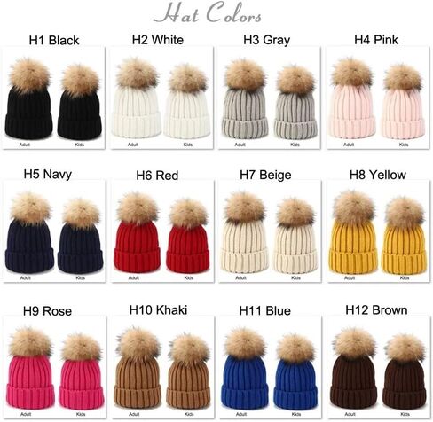 Personalized Custom Embroidery Text Women Winter Pompom Beanie Hat with Name Kids Baby Boy Girls Warm Child Knit Cap White, One Size in Saudi Arabia