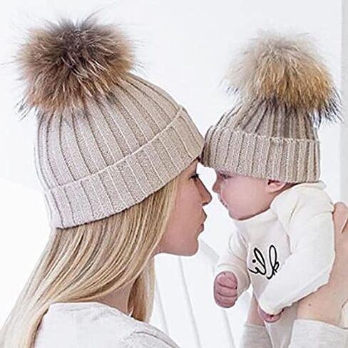 Personalized Custom Embroidery Text Women Winter Pompom Beanie Hat with Name Kids Baby Boy Girls Warm Child Knit Cap White, One Size in Saudi Arabia